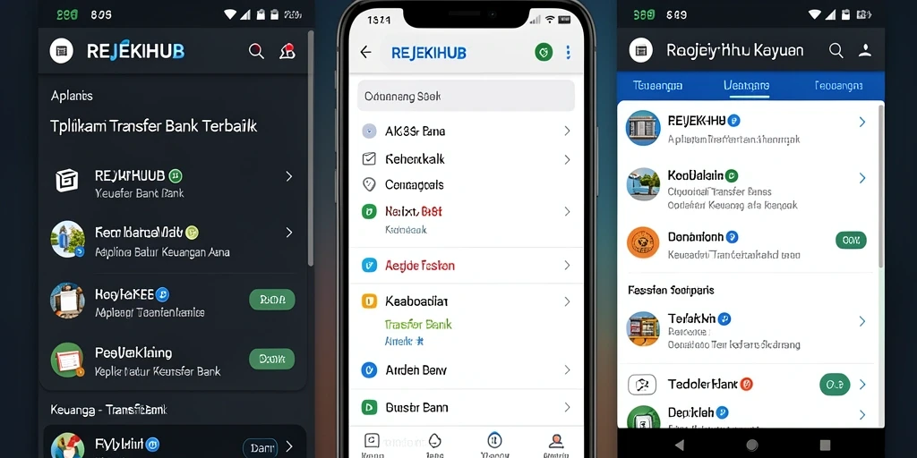 Antarmuka aplikasi REJEKIHUB untuk Transfer Bank yang user-friendly.