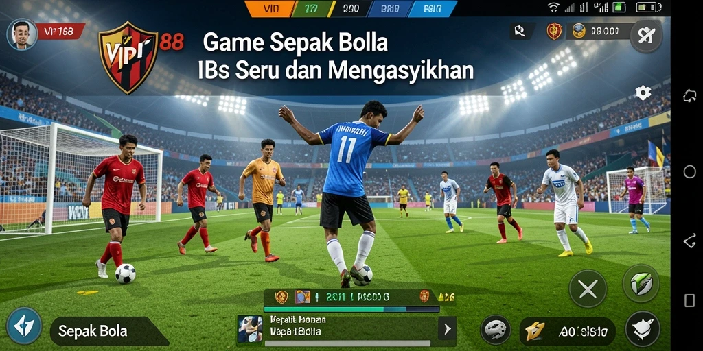 Tampilan antarmuka game Sepak Bola yang menarik dan interaktif.