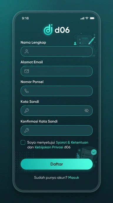 Tampilan halaman daftar d06